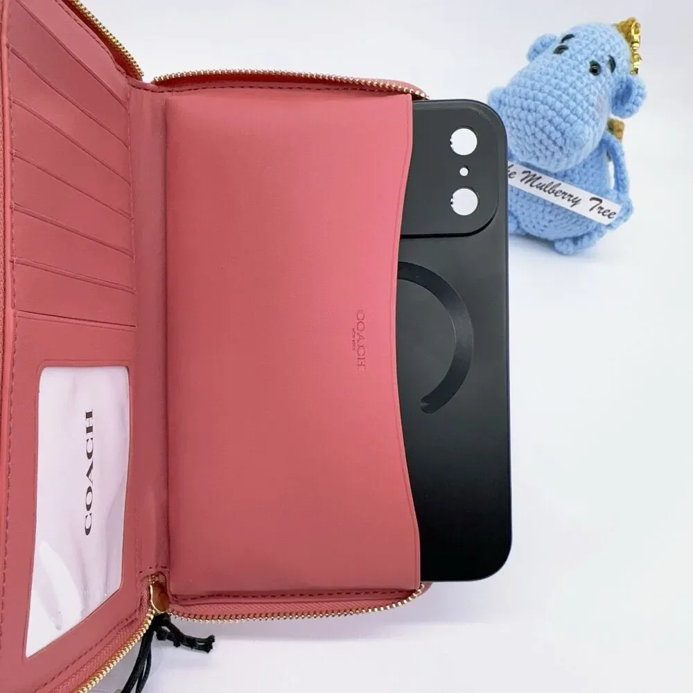 Coach C9073 Dempsey Large Phone Wallet Signature Jacquard Stripe And Patch Taffy - Picture 5 of 9